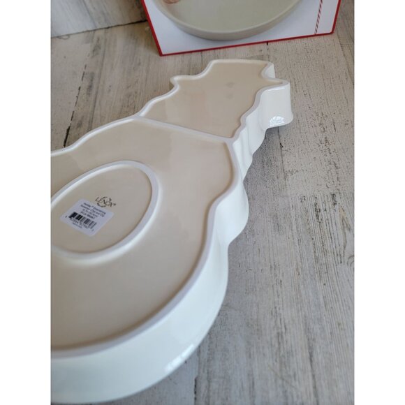 Lenox NEW holiday entertaining snowman chip dip Xmas mistletoe - Picture 6 of 9